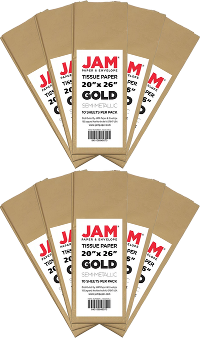 Gold Tissue Paper (20 x 26) 10 Packs of 10 Sheets (100 Total Sheets)