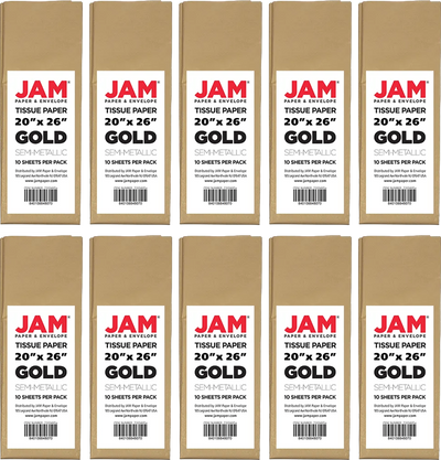 Gold Tissue Paper (20 x 26) 10 Packs of 10 Sheets (100 Total Sheets)