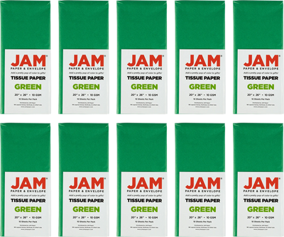 Green Tissue Paper (20 x 26) 10 Packs of 10 Sheets (100 Total Sheets)