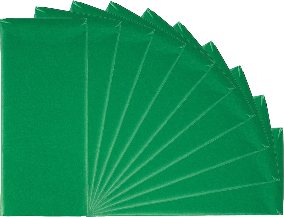 Green Tissue Paper (20 x 26) 10 Packs of 10 Sheets (100 Total Sheets)