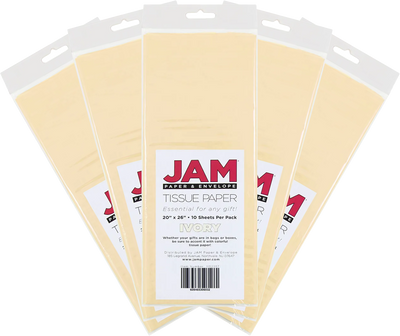 Ivory Tissue Paper (20 x 26) 5 Packs of 10 Sheets (50 Total Sheets)