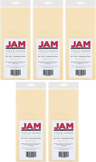 Ivory Tissue Paper (20 x 26) 5 Packs of 10 Sheets (50 Total Sheets)