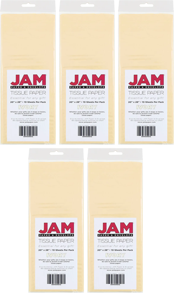 Ivory Tissue Paper (20 x 26) 5 Packs of 10 Sheets (50 Total Sheets)