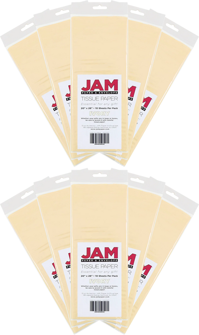 Ivory Tissue Paper (20 x 26) 10 Packs of 10 Sheets (100 Total Sheets)