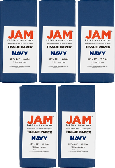 Navy Tissue Paper (20 x 26) 5 Packs of 10 Sheets (50 Total Sheets)
