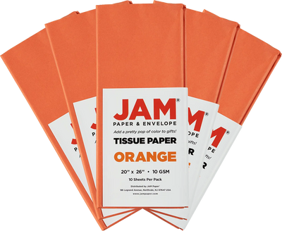 Orange Tissue Paper (20 x 26) 5 Packs of 10 Sheets (50 Total Sheets)