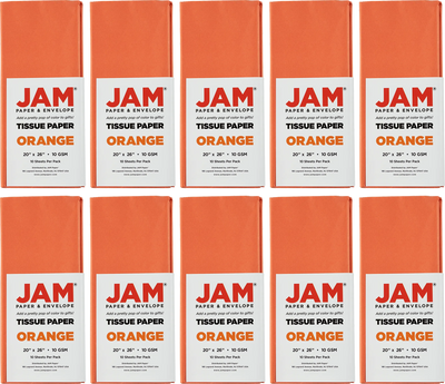Orange Tissue Paper (20 x 26) 10 Packs of 10 Sheets (100 Total Sheets)