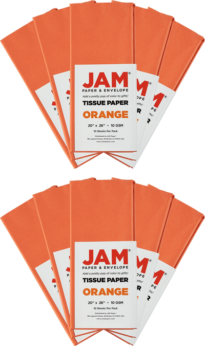 Orange Tissue Paper (20 x 26) 10 Packs of 10 Sheets (100 Total Sheets)