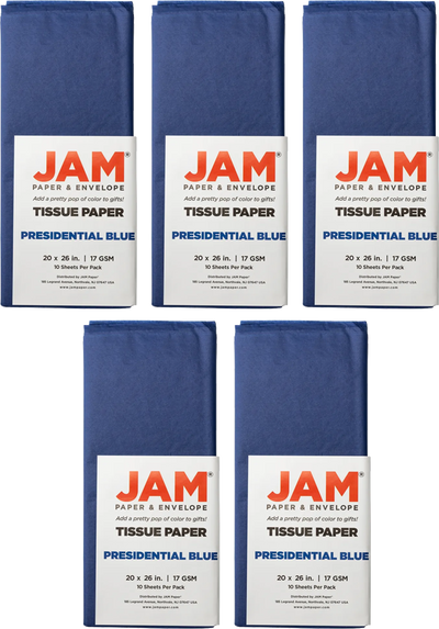Presidential Blue Tissue Paper (20 x 26) 5 Packs of 10 Sheets (50 Total Sheets)