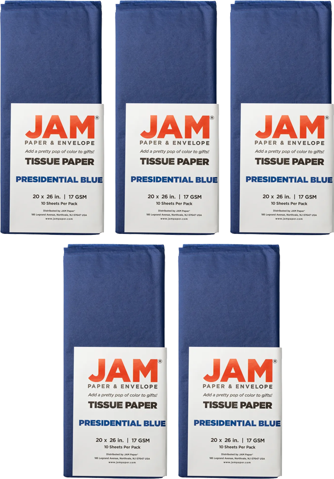 Presidential Blue Tissue Paper (20 x 26) 5 Packs of 10 Sheets (50 Total Sheets)