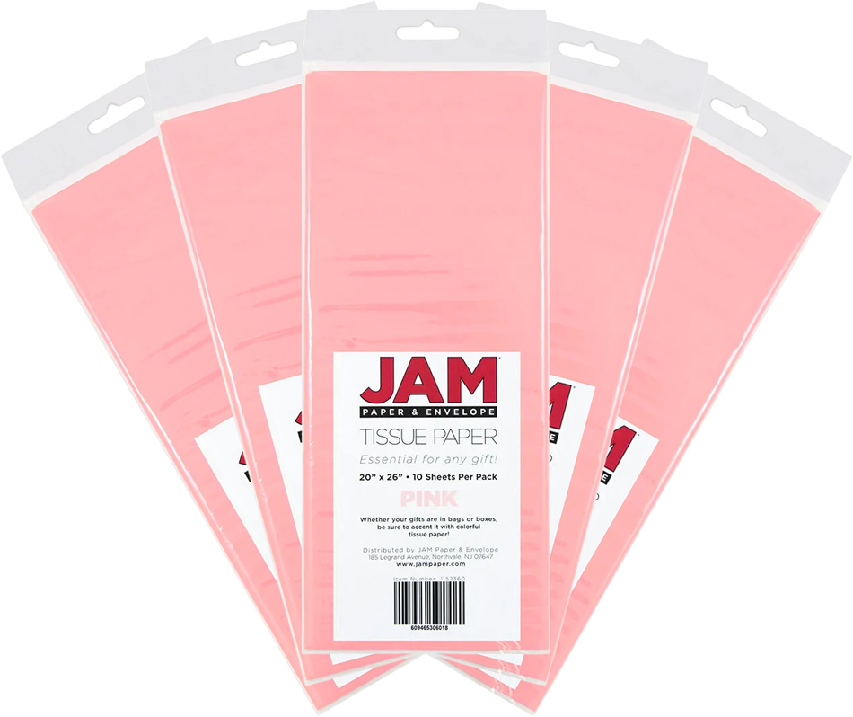 Pink Tissue Paper (20 x 26) 5 Packs of 10 Sheets (50 Total Sheets)