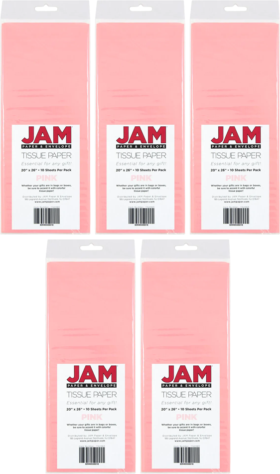 Pink Tissue Paper (20 x 26) 5 Packs of 10 Sheets (50 Total Sheets)