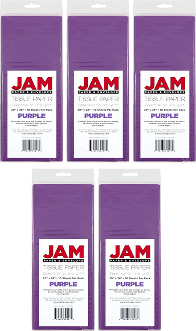Purple Tissue Paper (20 x 26) 5 Packs of 10 Sheets (50 Total Sheets)