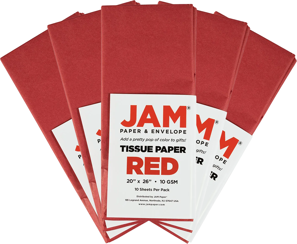 Red Tissue Paper (20 x 26) 5 Packs of 10 Sheets (50 Total Sheets)