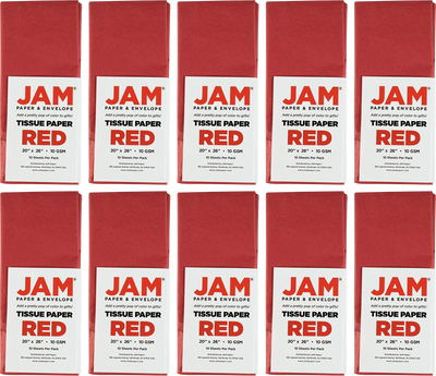 Red Tissue Paper (20 x 26) 10 Packs of 10 Sheets (100 Total Sheets)
