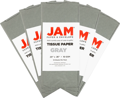 Gray Tissue Paper (20 x 26) 5 Packs of 10 Sheets (50 Total Sheets)