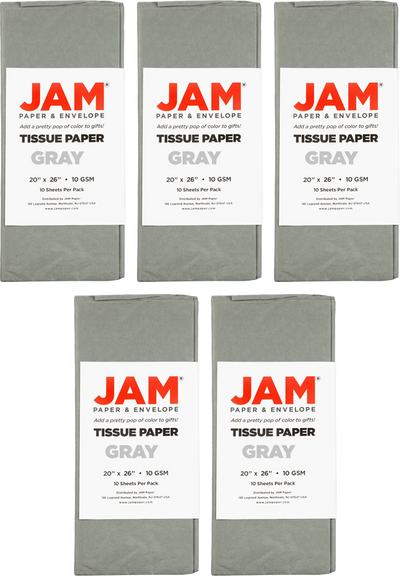Gray Tissue Paper (20 x 26) 5 Packs of 10 Sheets (50 Total Sheets)