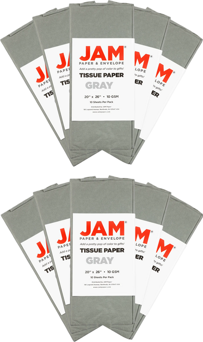 Gray Tissue Paper (20 x 26) 10 Packs of 10 Sheets (100 Total Sheets)