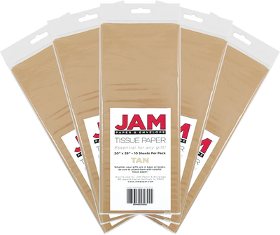 Tan Tissue Paper (20 x 26) 5 Packs of 10 Sheets (50 Total Sheets)