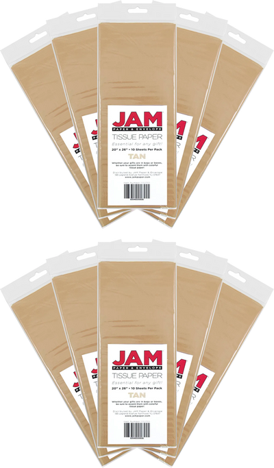 Tan Tissue Paper (20 x 26) 10 Packs of 10 Sheets (100 Total Sheets)