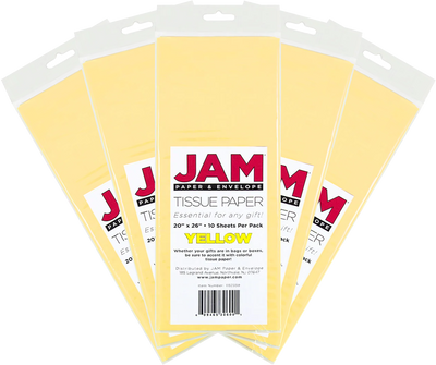 Yellow Tissue Paper (20 x 26) 5 Packs of 10 Sheets (50 Total Sheets)