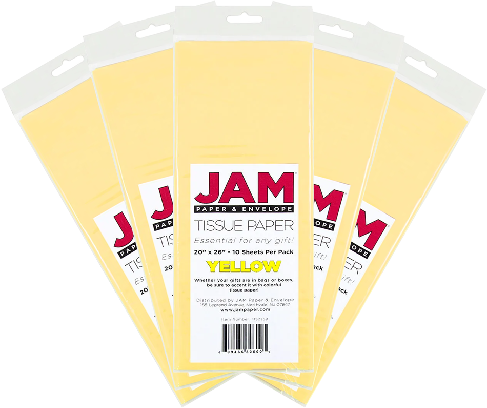 Yellow Tissue Paper (20 x 26) 5 Packs of 10 Sheets (50 Total Sheets)