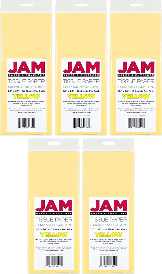 Yellow Tissue Paper (20 x 26) 5 Packs of 10 Sheets (50 Total Sheets)