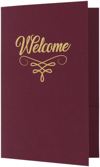 Burgundy Linen with Gold Foil 6 x 9 Welcome Folders