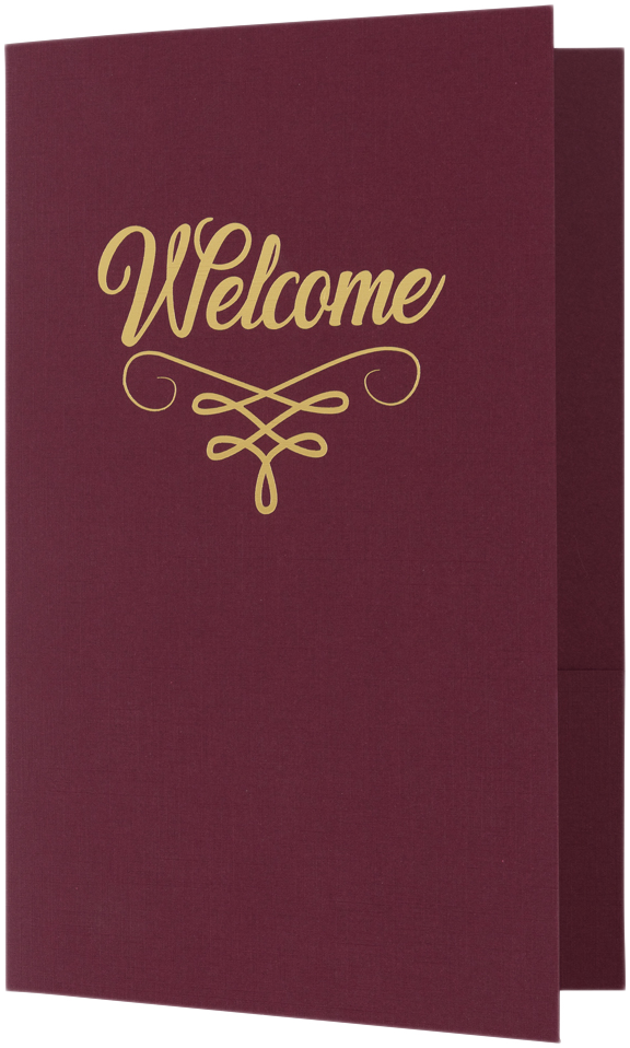 Burgundy Linen with Gold Foil 6 x 9 Welcome Folders