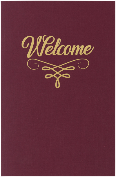 Burgundy Linen with Gold Foil 6 x 9 Welcome Folders