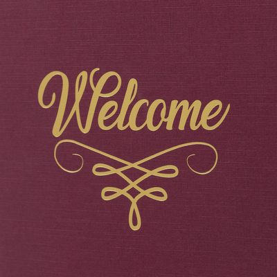 Burgundy Linen with Gold Foil 6 x 9 Welcome Folders