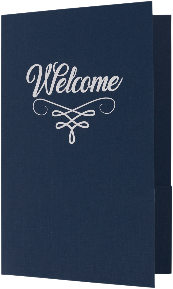 Nautical Navy Blue Linen with Silver Foil 6 x 9 Welcome Folder