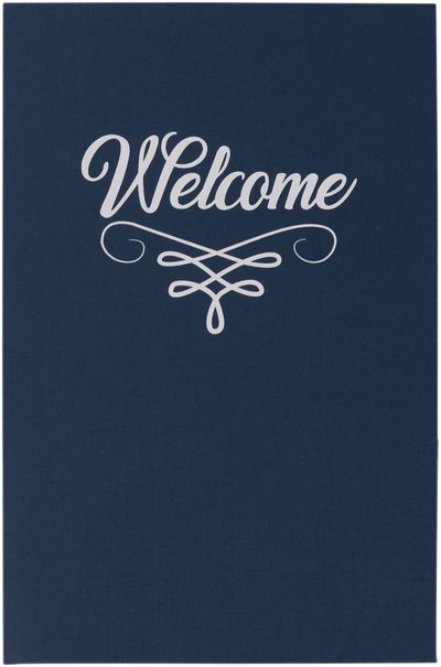 Nautical Navy Blue Linen with Silver Foil 6 x 9 Welcome Folder