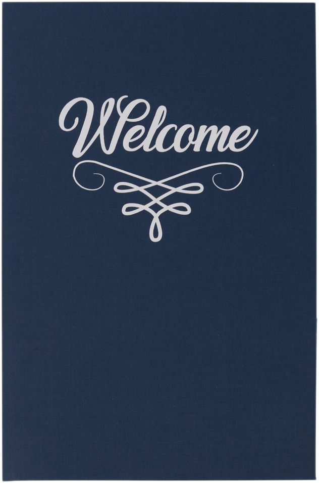 Nautical Navy Blue Linen with Silver Foil 6 x 9 Welcome Folder