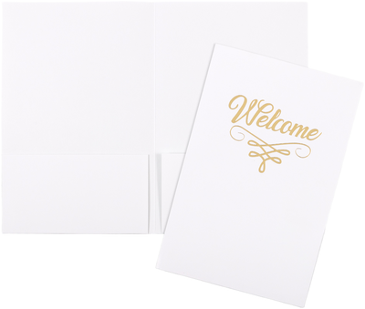 Glossy White with Gold Foil 6 x 9 Welcome Folders