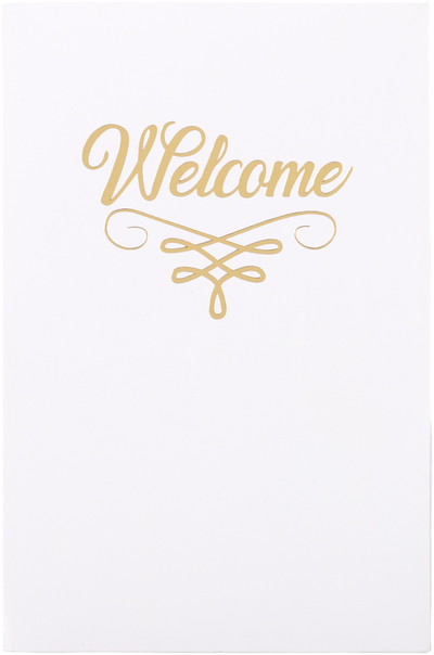 Glossy White with Gold Foil 6 x 9 Welcome Folders