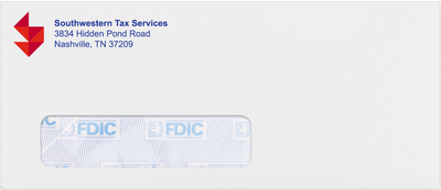White with FDIC Security Tint 24lb #10 Window Envelopes (4 1/8 x 9 1/2)