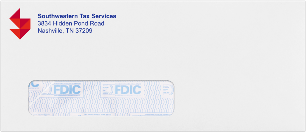 White with FDIC Security Tint 24lb #10 Window Envelopes (4 1/8 x 9 1/2)