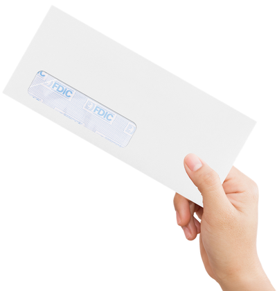 White with FDIC Security Tint 24lb #10 Window Envelopes (4 1/8 x 9 1/2)