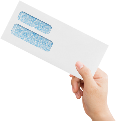 White with Security Tint 24lb #10 Double Window Envelopes (4 1/8 x 9 1/2)