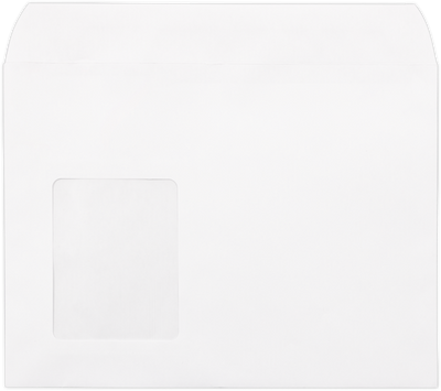 White 28lb 9 x 12 Open Side Booklet with Vertical Window Envelopes