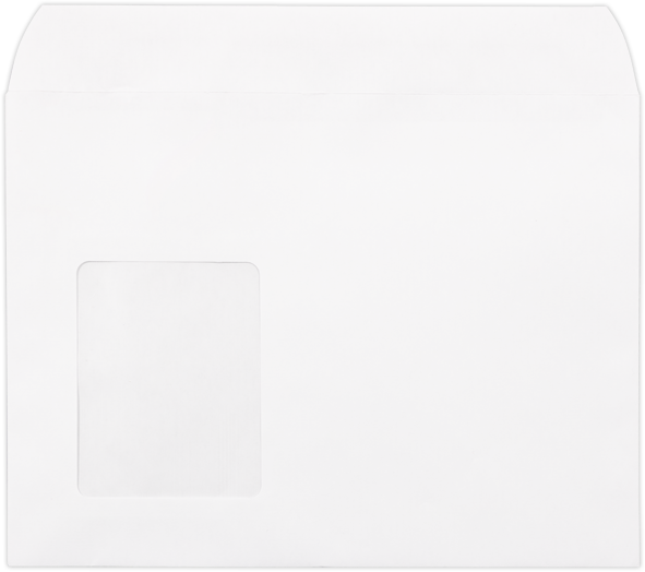 White 28lb 9 x 12 Open Side Booklet with Vertical Window Envelopes