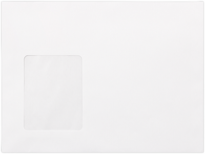 White 28lb 9 x 12 Open Side Booklet with Vertical Window Envelopes