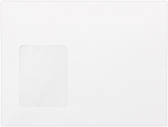 White 28lb 9 x 12 Open Side Booklet with Vertical Window Envelopes