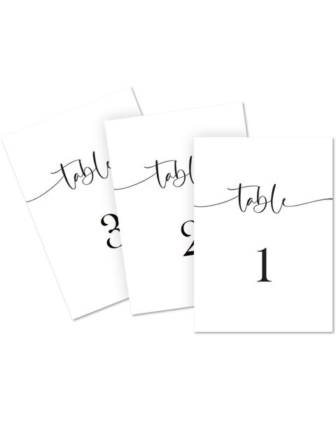 Table Number Cards