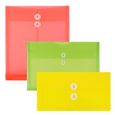 Jam Paper Plastic Envelopes with Snap Closure, Letter size, Assorted Colors, 6/Pack (218S0RGBYPCL)