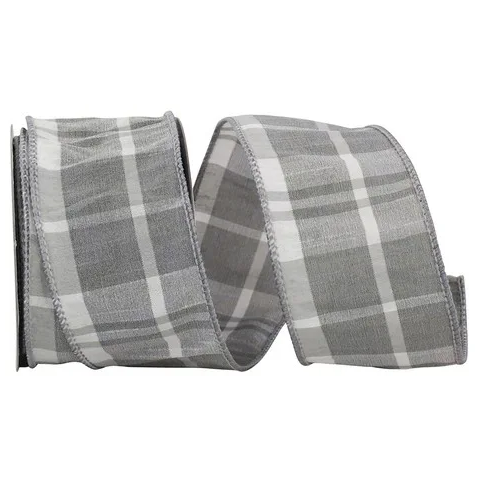 Gray Plaid Ribbon