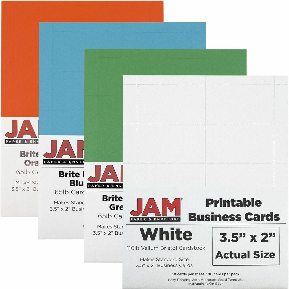 Jam Paper 3.5 x 2 Printable Business Cards, Lime Green, 100-Pack