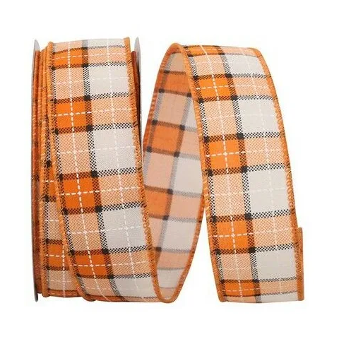 Orange Plaid Ribbon