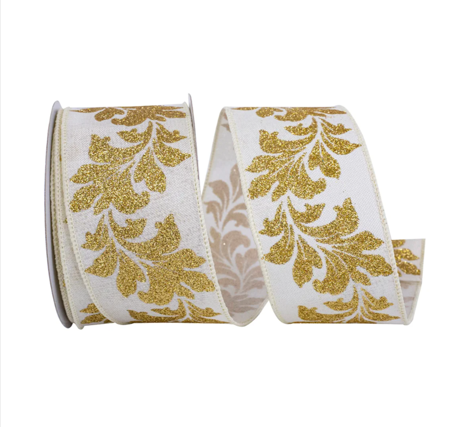 White Scrolls Ribbon